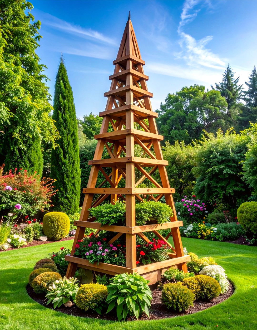 Wooden Obelisk Tower Structure - 25 Tomato Trellis Ideas