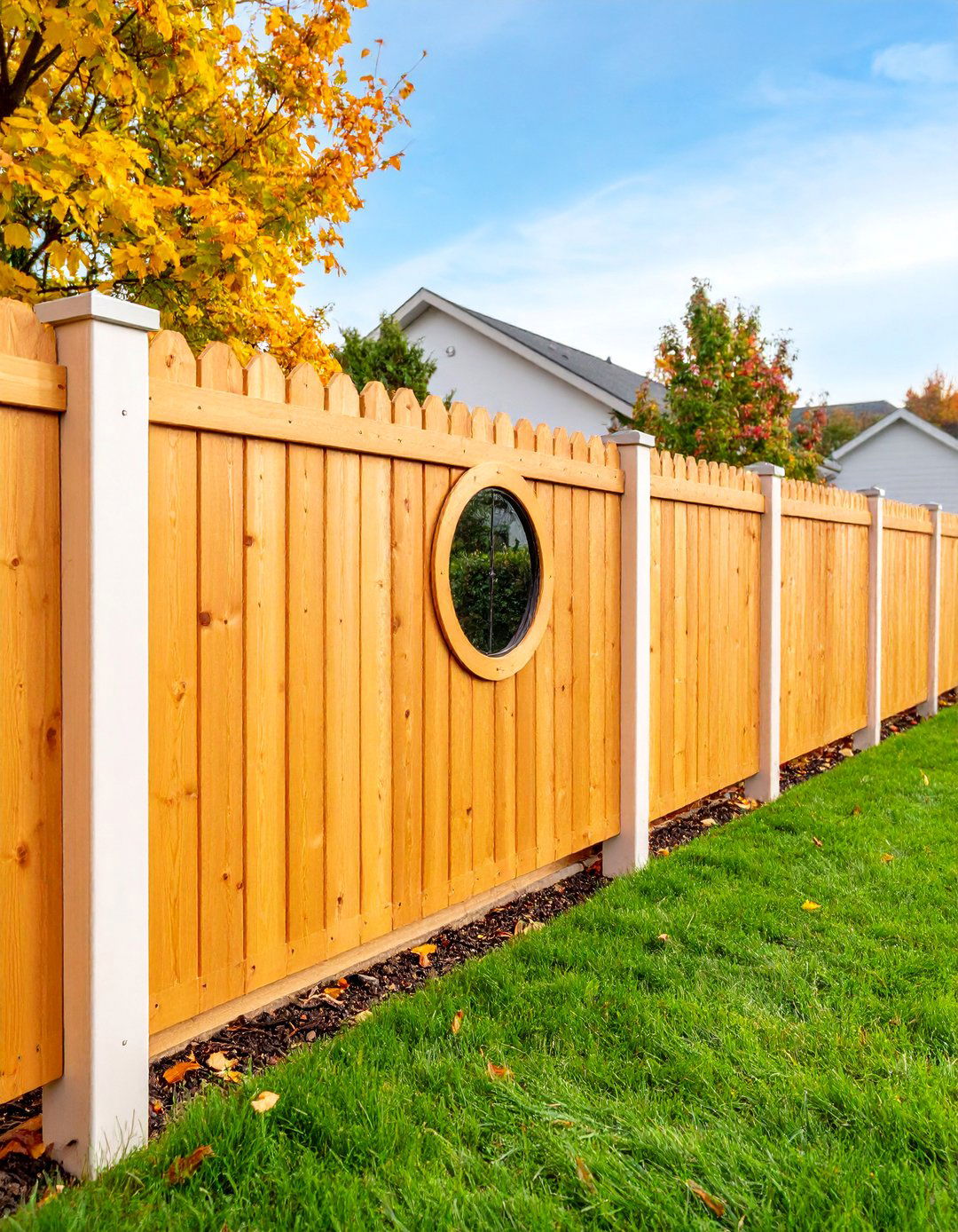 Wooden Privacy Dog Fence with Window - 25 Dog Fence Ideas