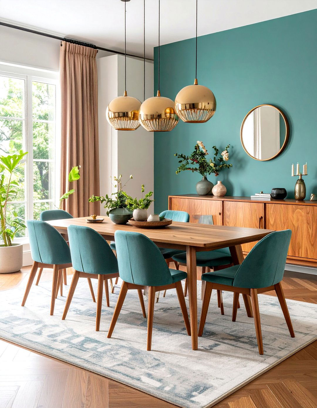 Wooden Sideboard with Modern Hardware - 25 Transitional Dining Room Ideas
