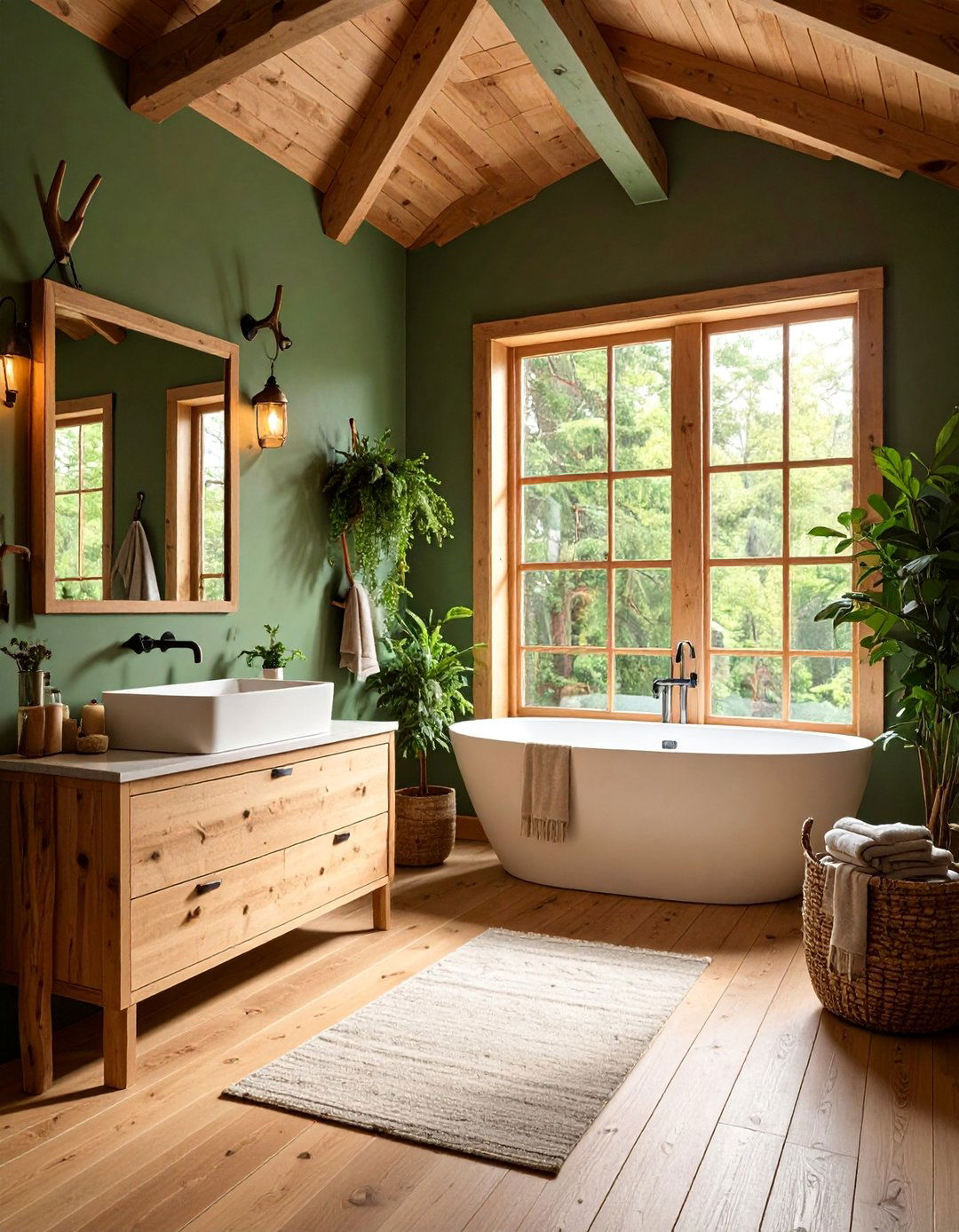 Woodland Adventure Bathroom with Forest and Cabin Elements - 25 Boy Bathroom Ideas