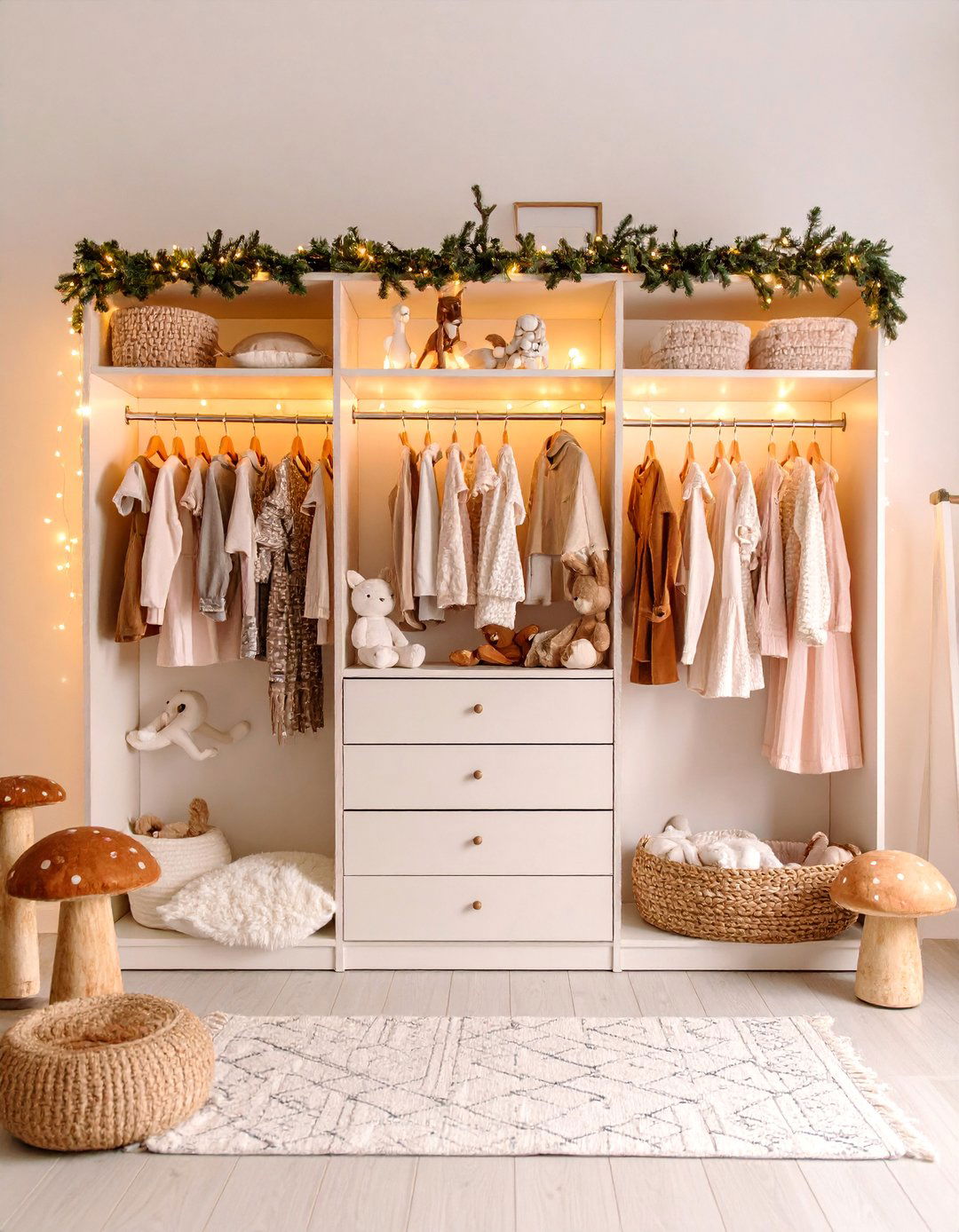 Woodland Fairy Tale Nursery Closet with Mushroom Details - 25 Nursery Closet Ideas