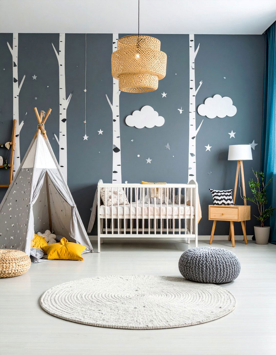 Woodland Nursery with Birch Tree Wall Treatment - 25 Woodland Nursery Ideas