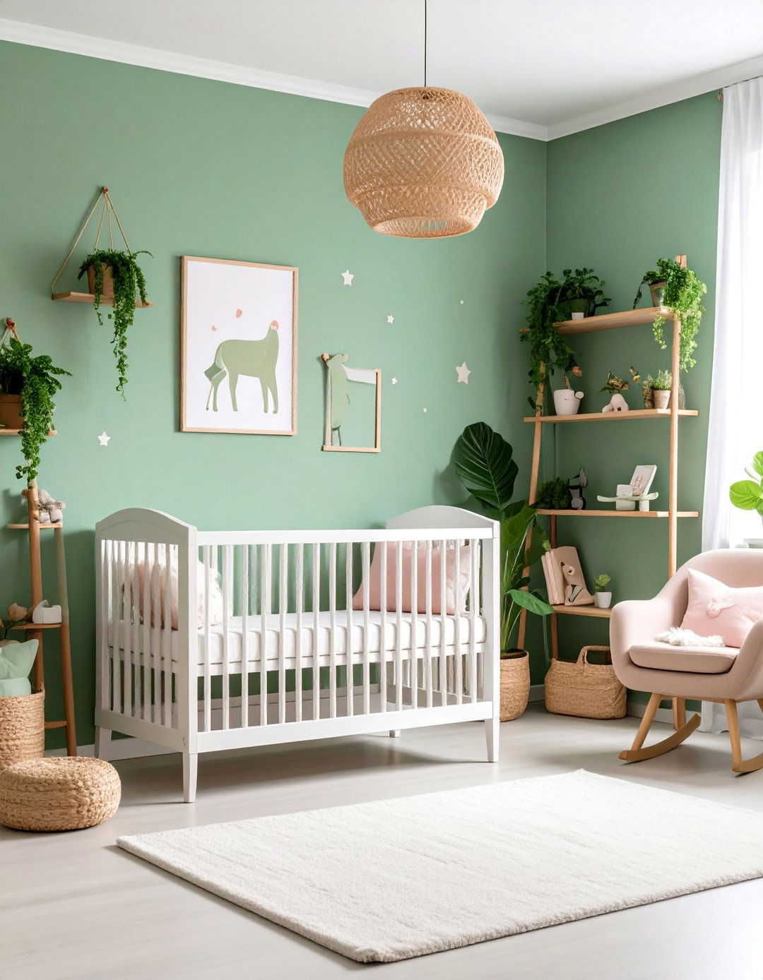 Woodland Safari with Pink and Green Animals - 25 Pink and Green Nursery Ideas