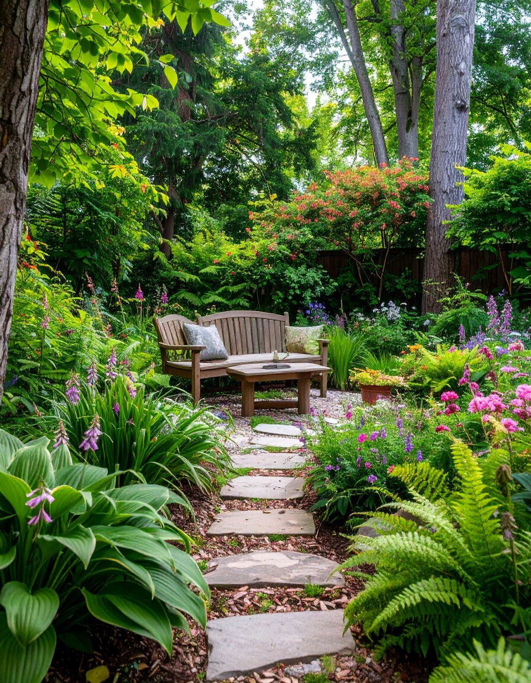 Woodland Shade Garden Sanctuary - 25 Low Maintenance Backyard Landscaping Ideas