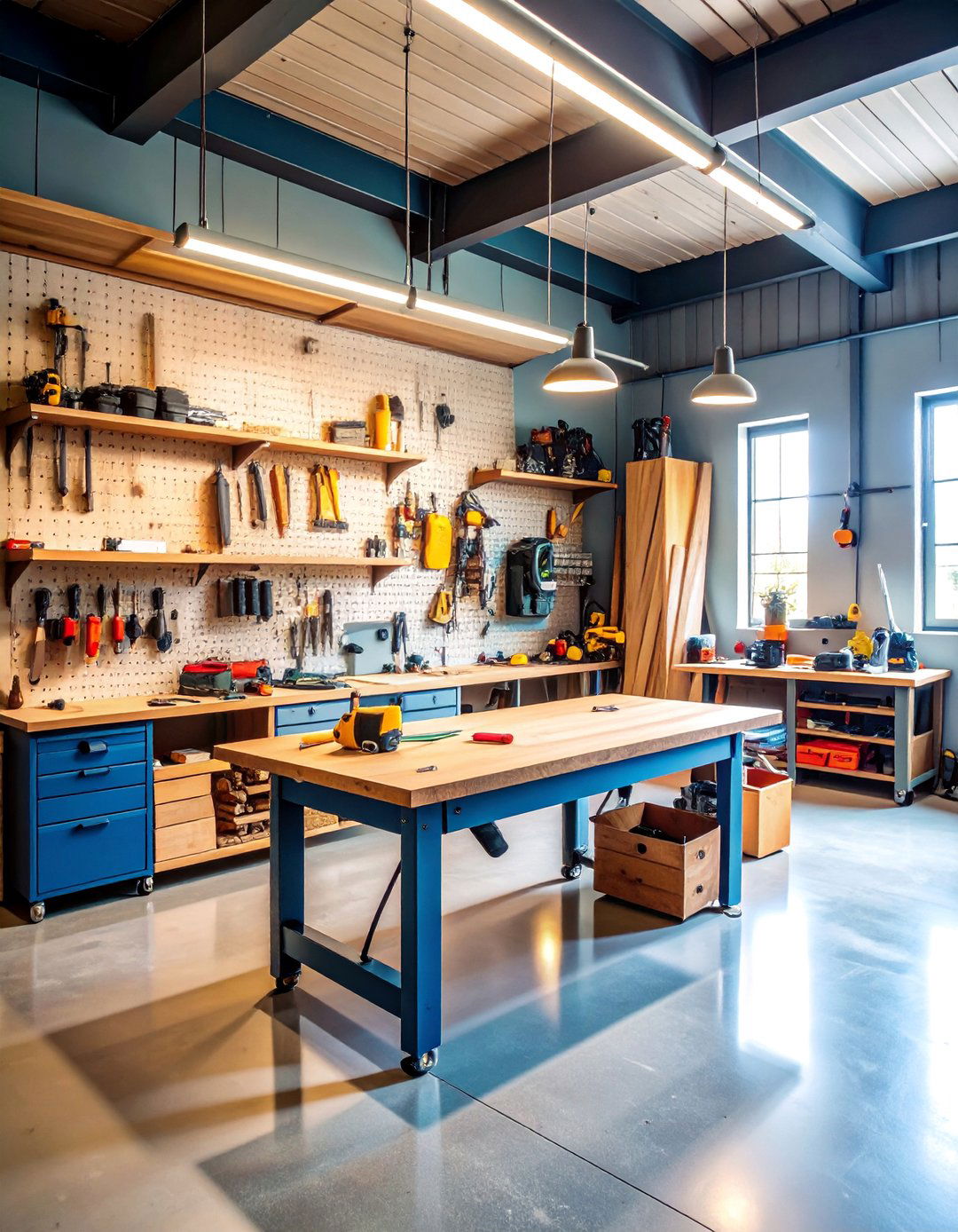 Woodworking Workshop with Tool Storage - 25 Garage Conversion Ideas