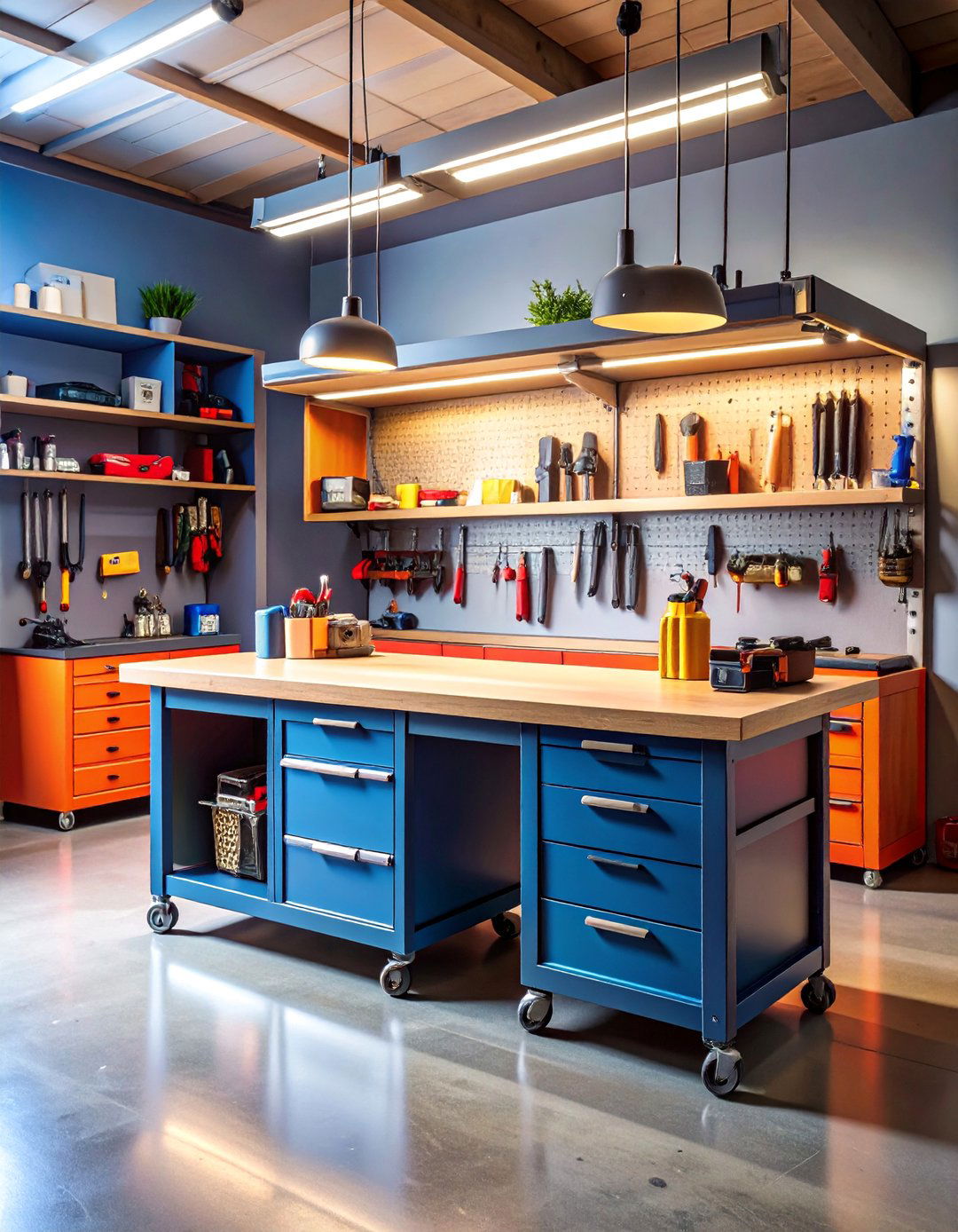 Workbench Storage with Built in Organization - 25 Garage Storage Ideas