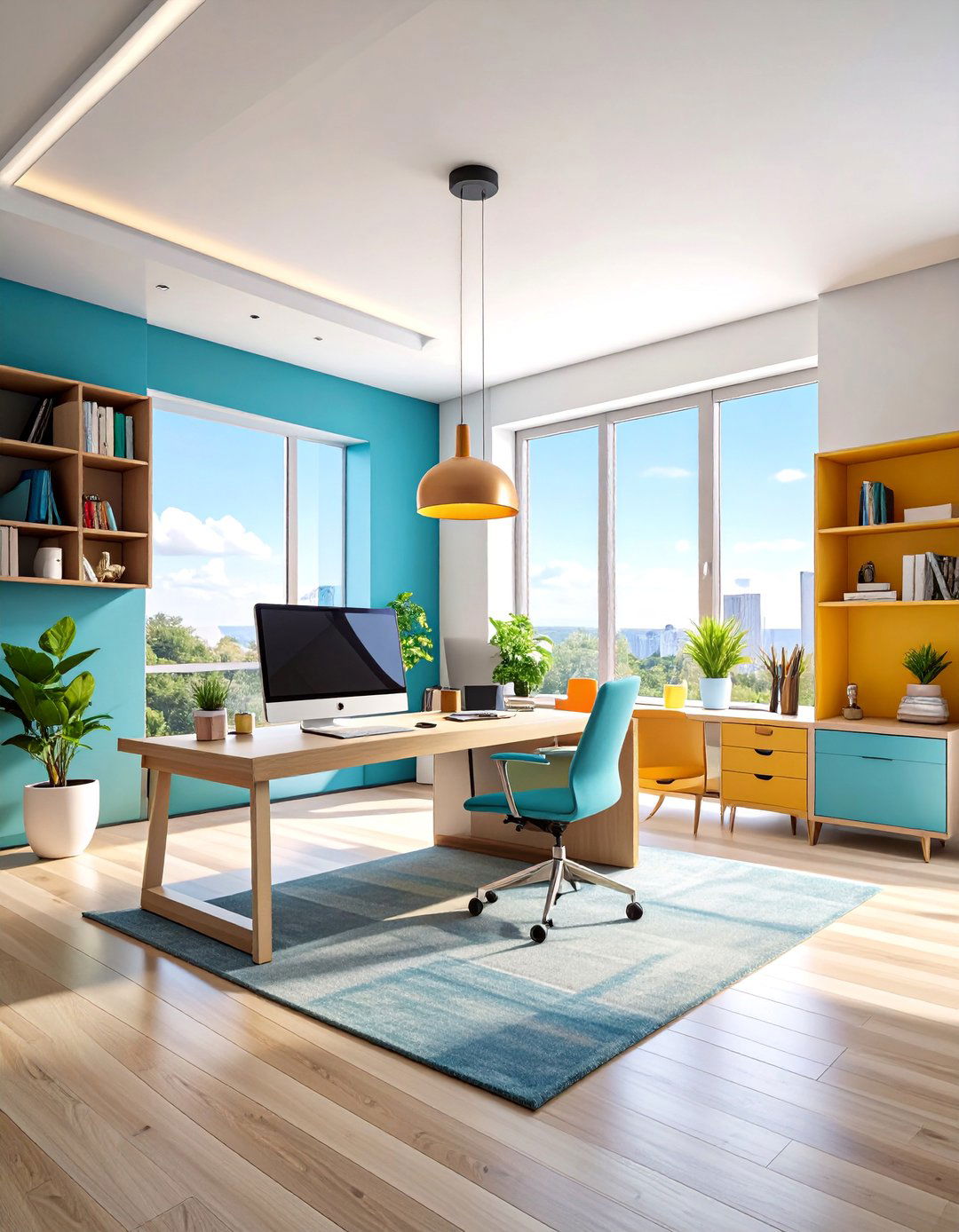 Workspace Integrated Studio with Home Office Zone - 25 Studio Apartment Ideas