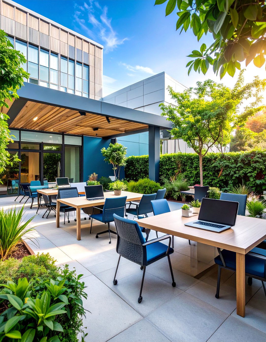 Workspace Patio with Outdoor Office Setup - 25 Mid-century Modern Patio Ideas