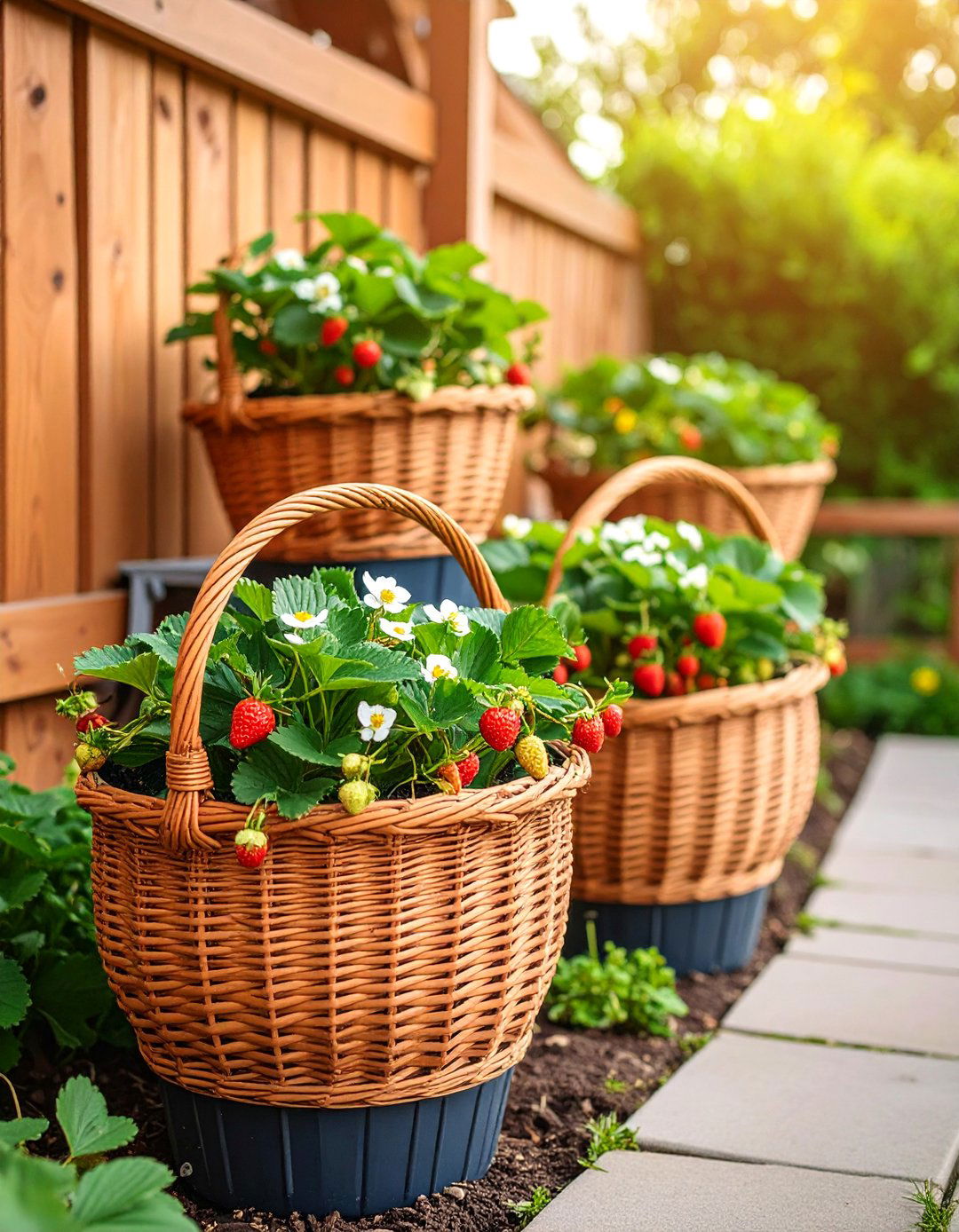 Woven Basket Strawberry Planter - 25 Strawberry Planter Ideas