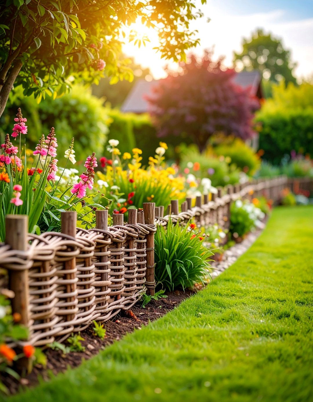 Woven Branch Willow Edging - 25 Recycled Garden Edging Ideas