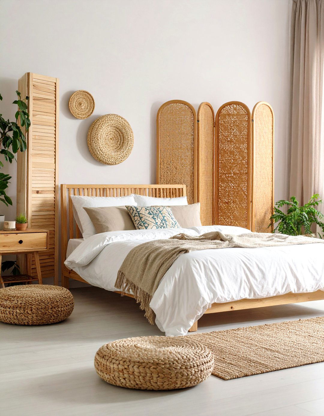 Woven Room Divider Screen Backdrop - 25 No Headboard Ideas