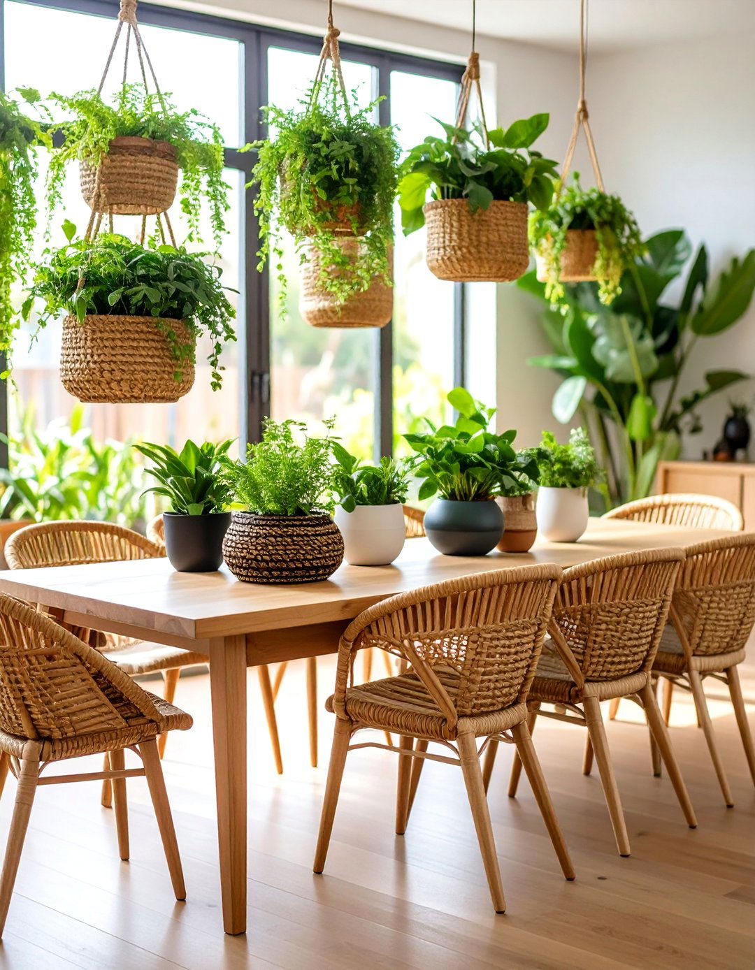 Woven Wall Baskets with Plants - 25 Boho Wall Decor Ideas