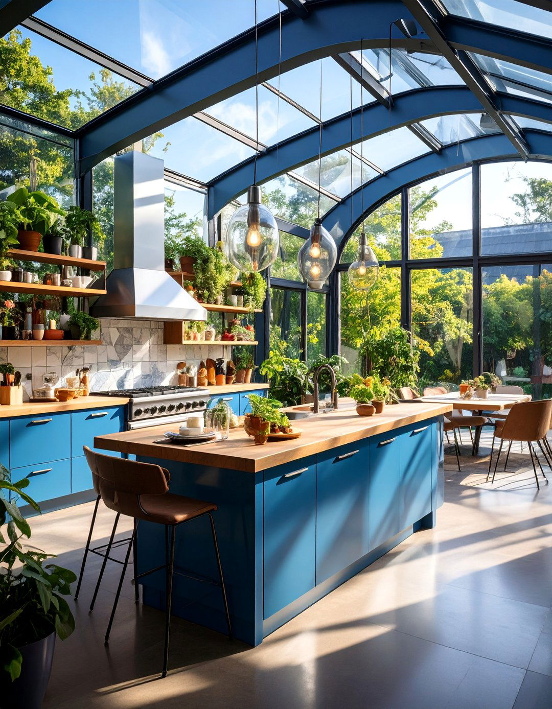 Wrap Around Greenhouse Kitchen with Panoramic Views - 25 Greenhouse Kitchen Design Ideas