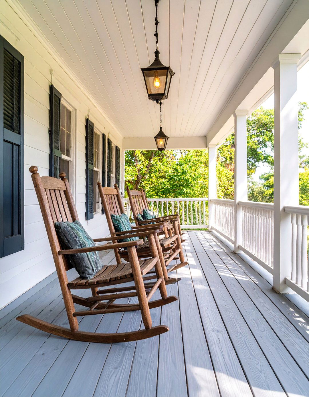 Wraparound Porch Extension with Rocking Chair Seating - 25 Farmhouse Patio Ideas