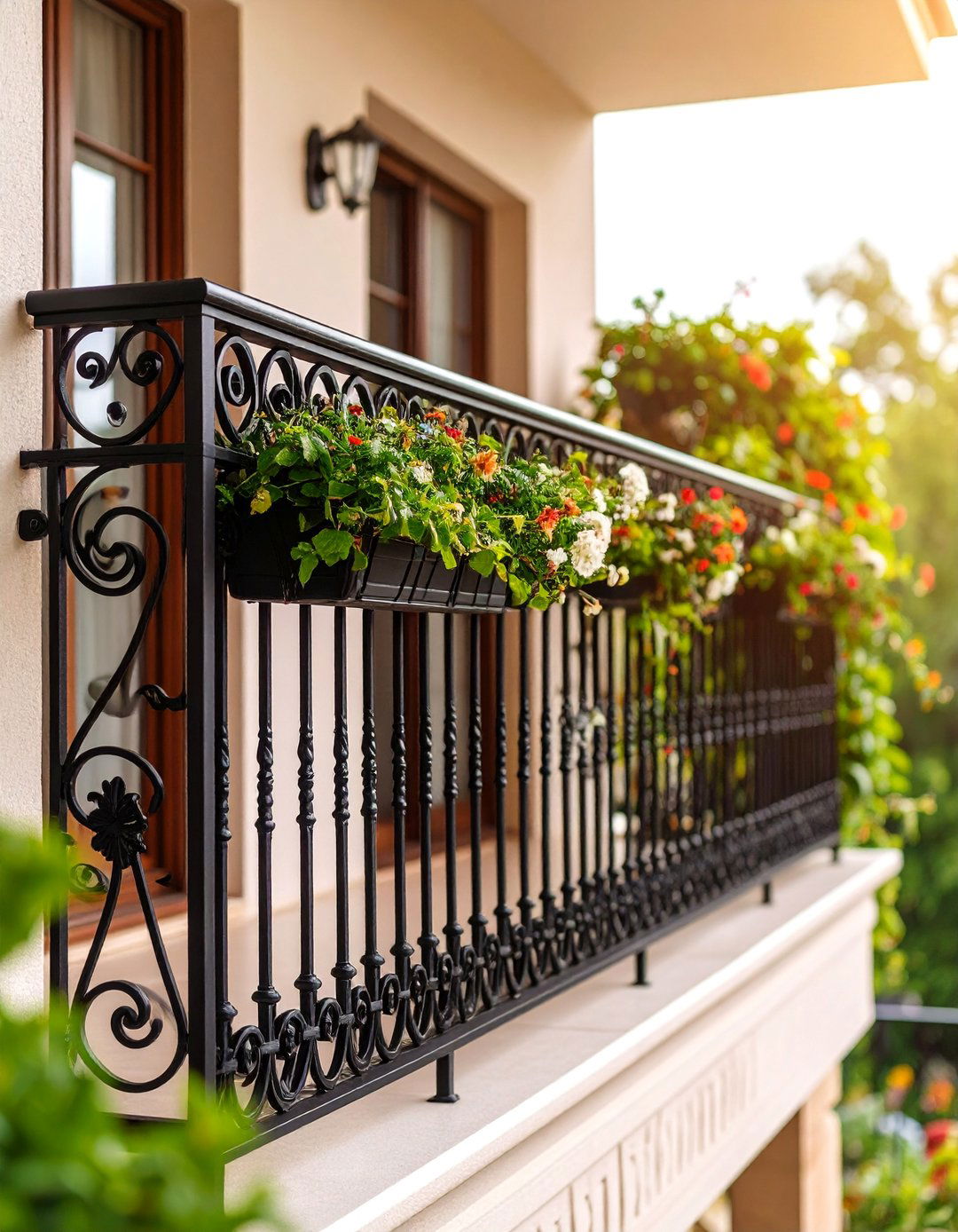 Wrought Iron Balcony Railing with Decorative Scrollwork - 25 Balcony Railing Design Ideas