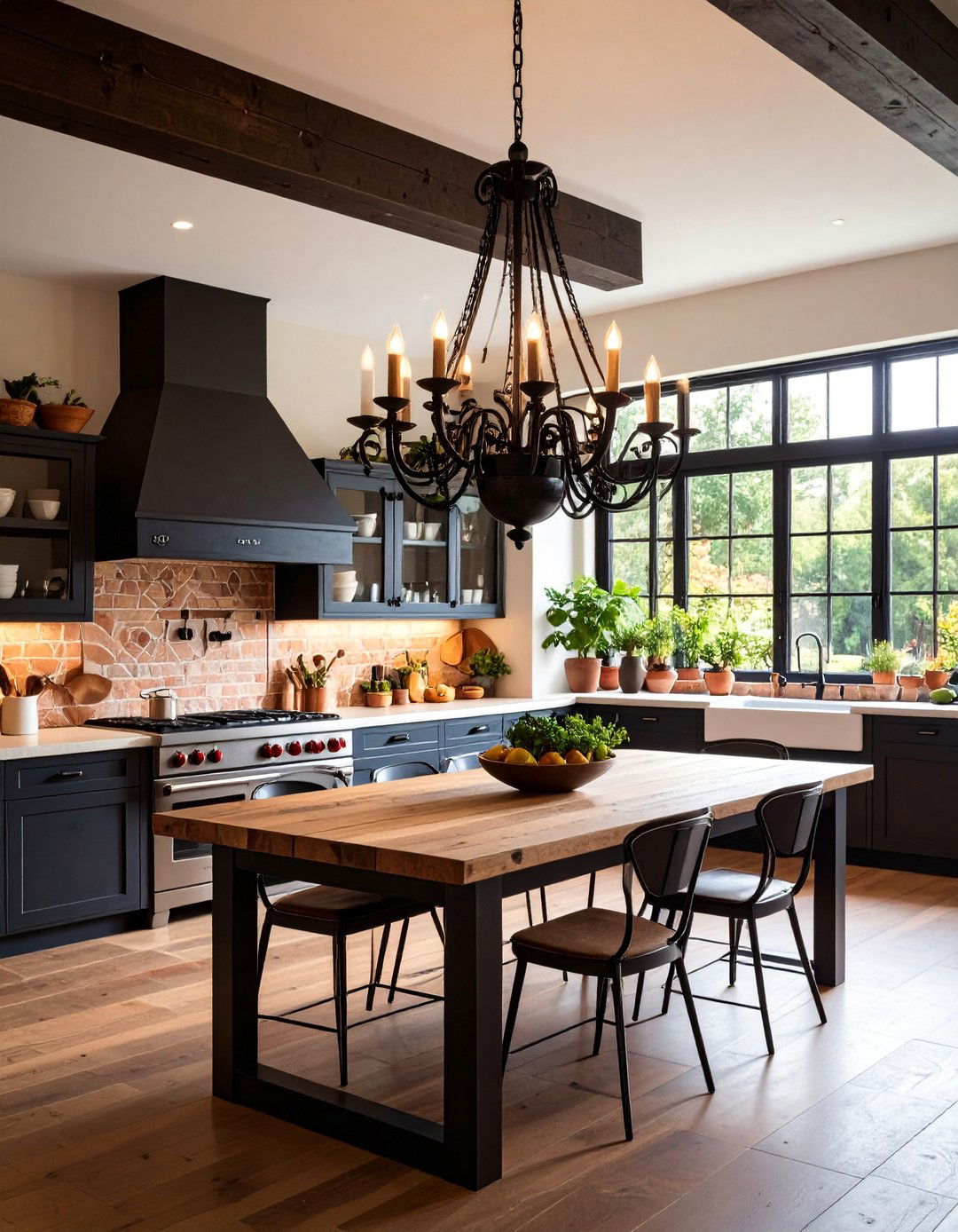 Wrought Iron Chandelier Kitchen with Dramatic Lighting - 25 Mexican Kitchen Ideas