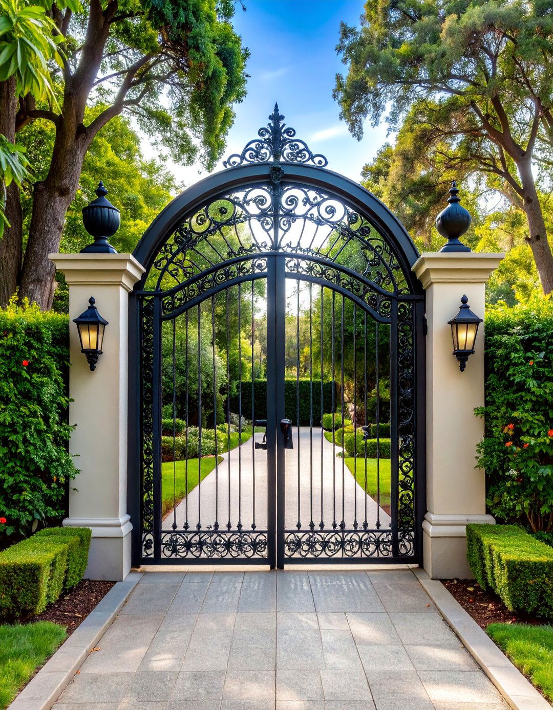 Wrought Iron Classical Gate with Ornate Scrollwork - 25 Driveway Gate Ideas