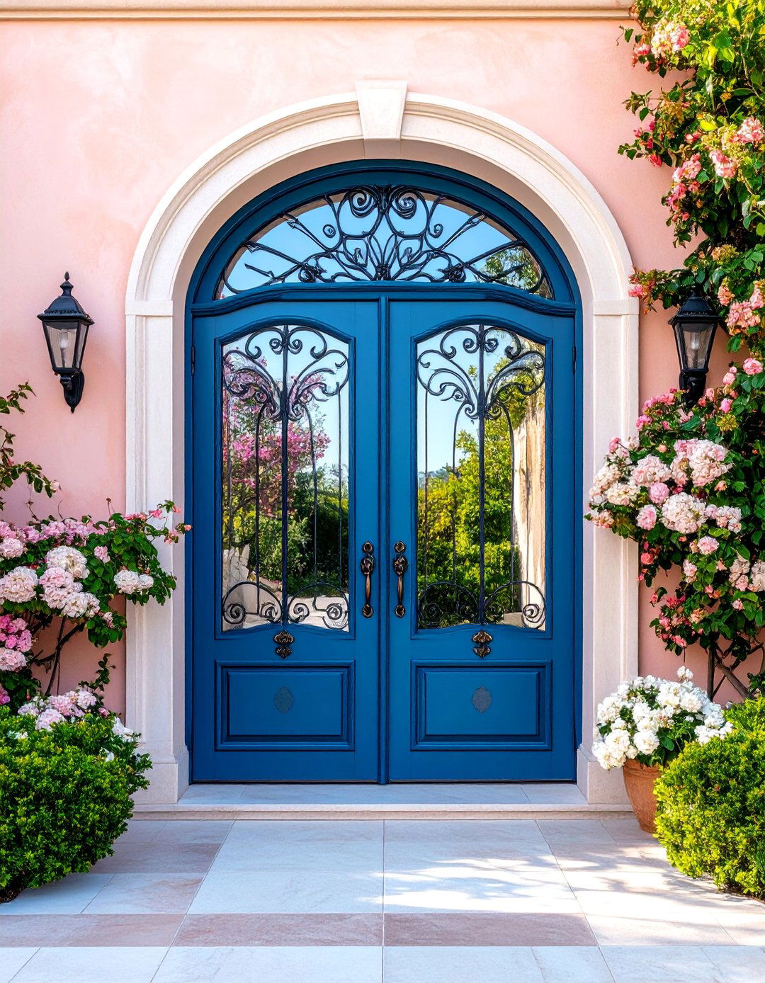Wrought Iron Double Doors with Decorative Scrollwork - 25 Double Front Door Ideas