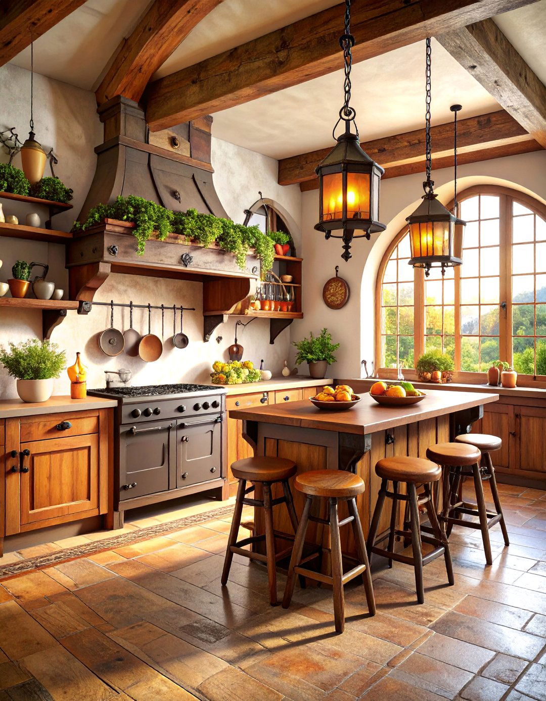 Wrought Iron Hardware Kitchen with Medieval Details - 25 Tudor Kitchen Ideas
