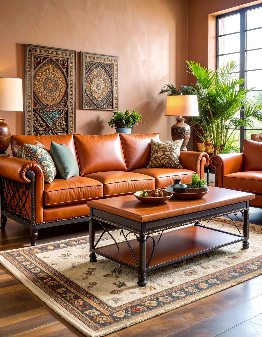 Wrought Iron and Leather Furniture Combination - 25 Southwestern Decor Ideas