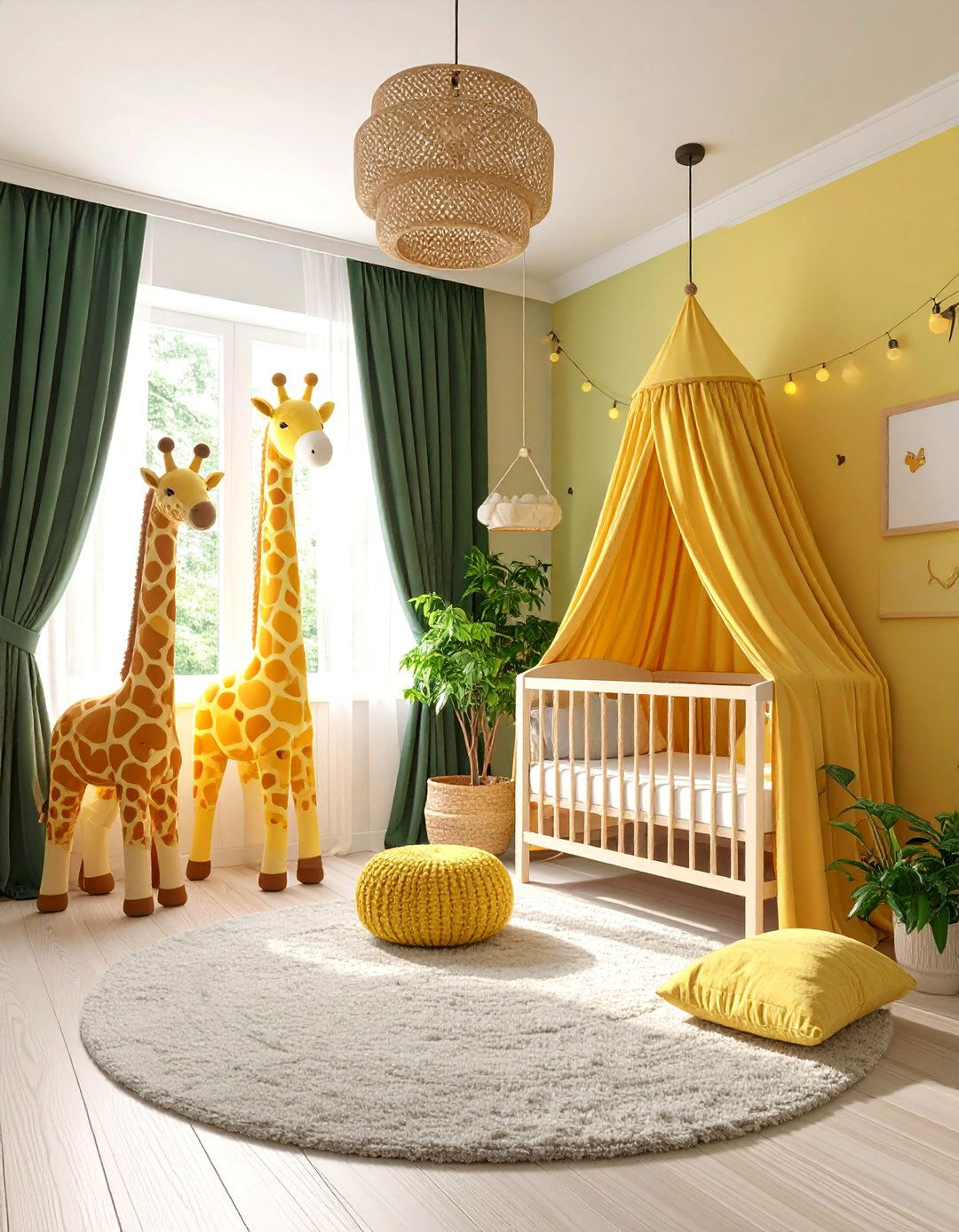 Yellow and Green Giraffe Nursery with Vibrant Accents - 25 Giraffe Nursery Ideas