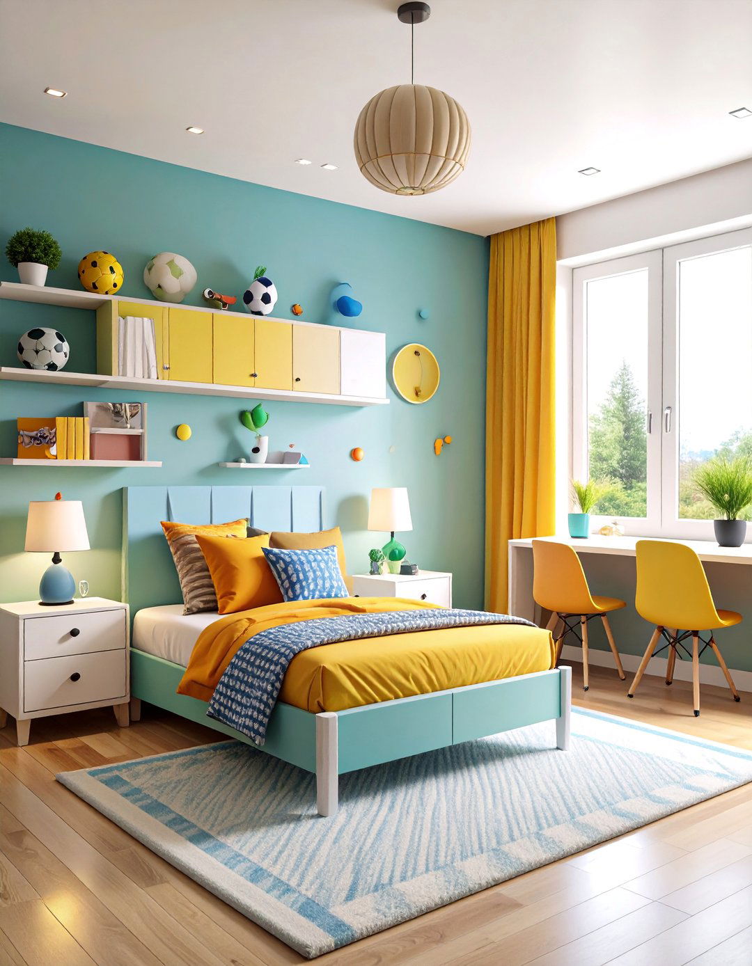 Youth Soccer Club Bedroom with Team Spirit Elements - 25 Soccer Themed Bedroom Ideas