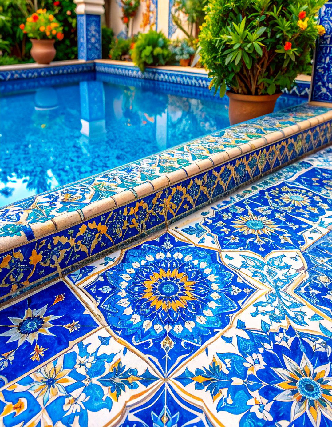 Zellige Inspired Handmade Pool Tile Accents - 25 Pool Tile Ideas