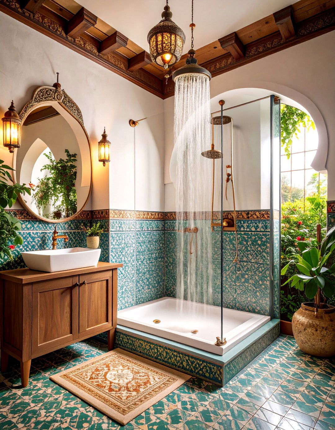 Zellige Tile Shower with Arched Niche Design - 25 Bathroom Shower Ideas