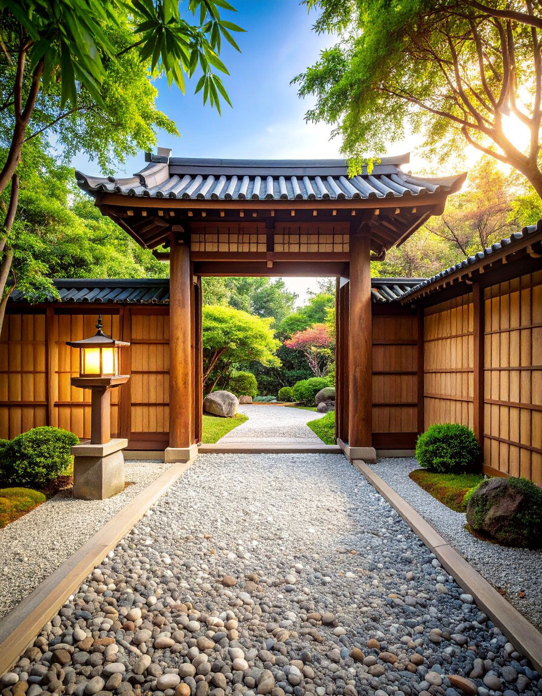 Zen Bamboo Fence Gate With Shoji Grid - 25 Fence Gate Ideas