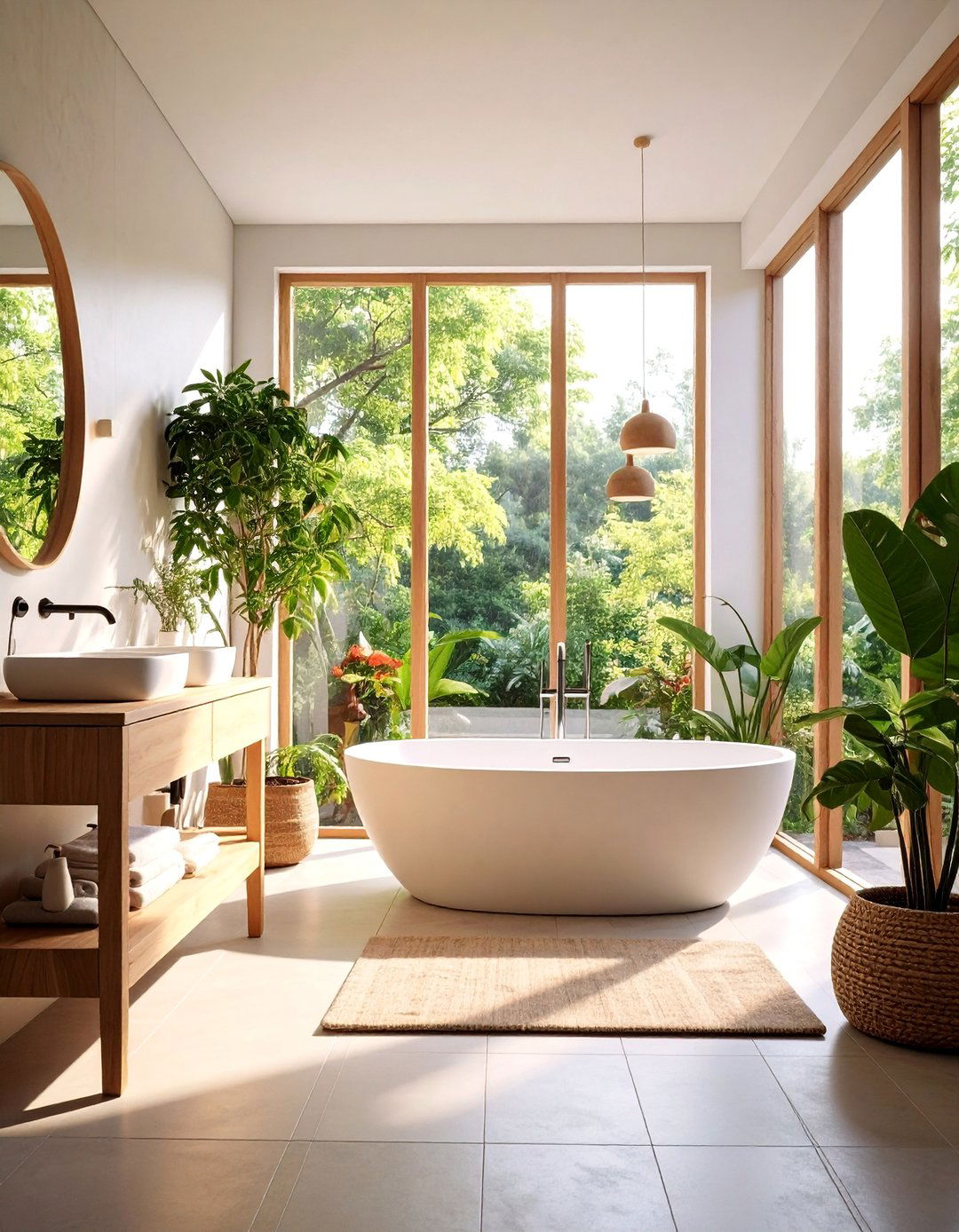 Zen Bathroom with Natural Window Views - 25 Zen Bathroom Ideas