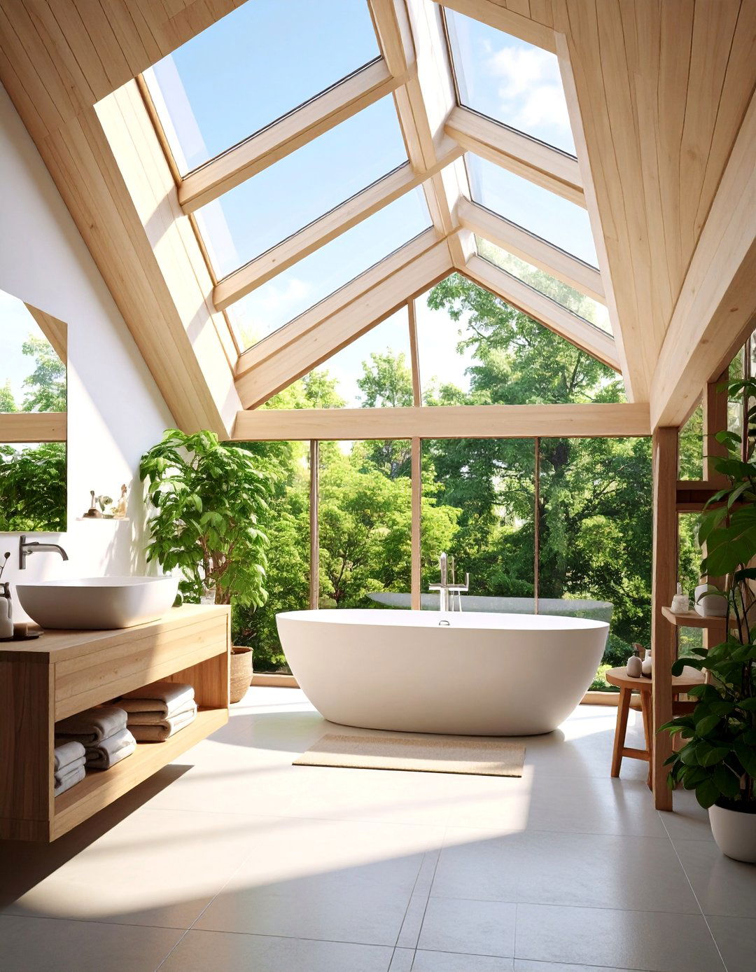 Zen Bathroom with Skylight Illumination - 25 Zen Bathroom Ideas