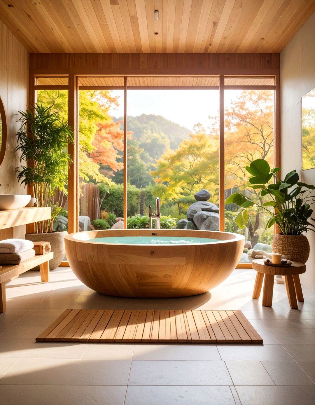 Zen Bathroom with Soaking Tub Feature - 25 Japanese Interior Design Ideas
