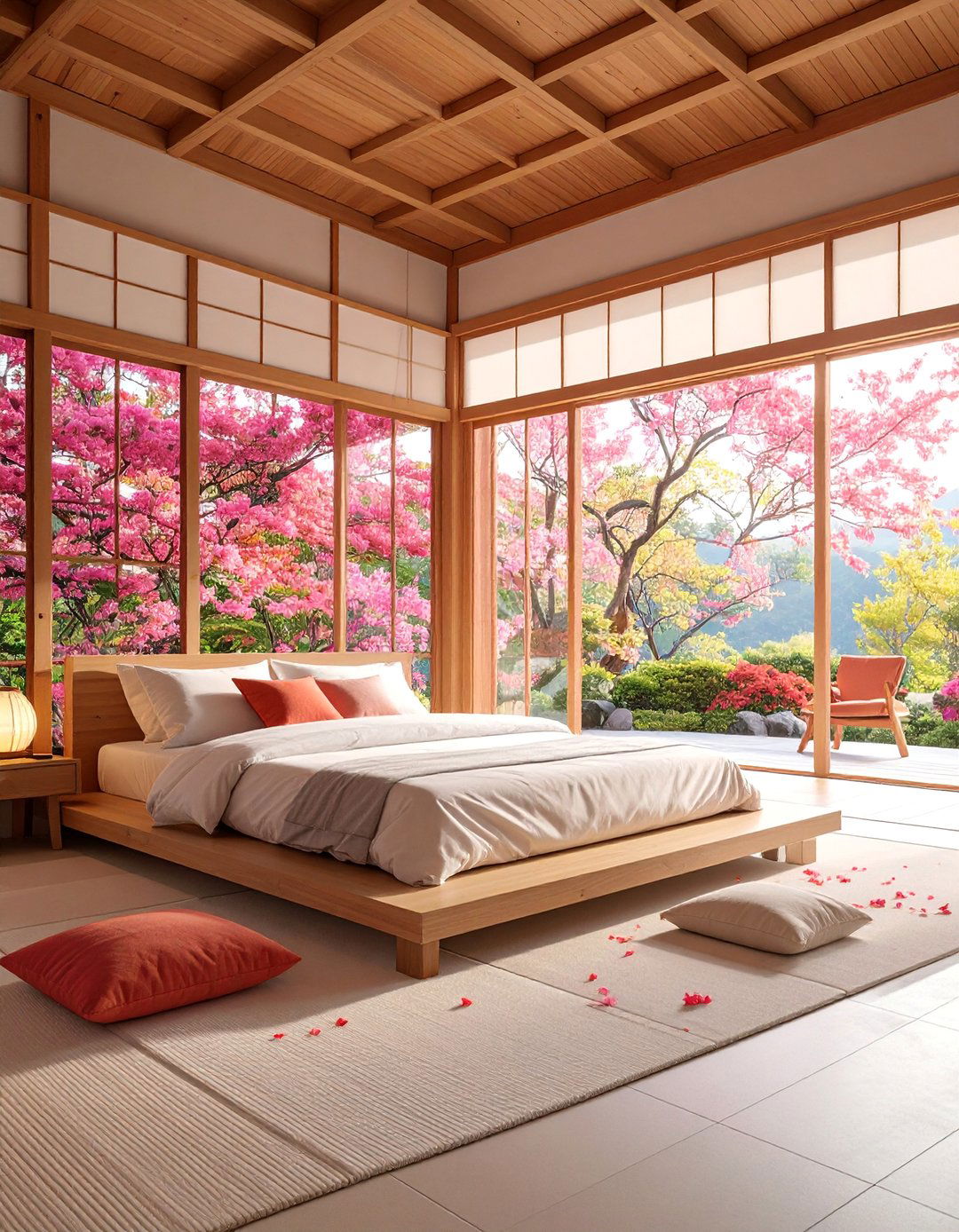 Zen Bedroom with Floor to Ceiling Windows and Natural Light - 25 Zen Bedroom Ideas