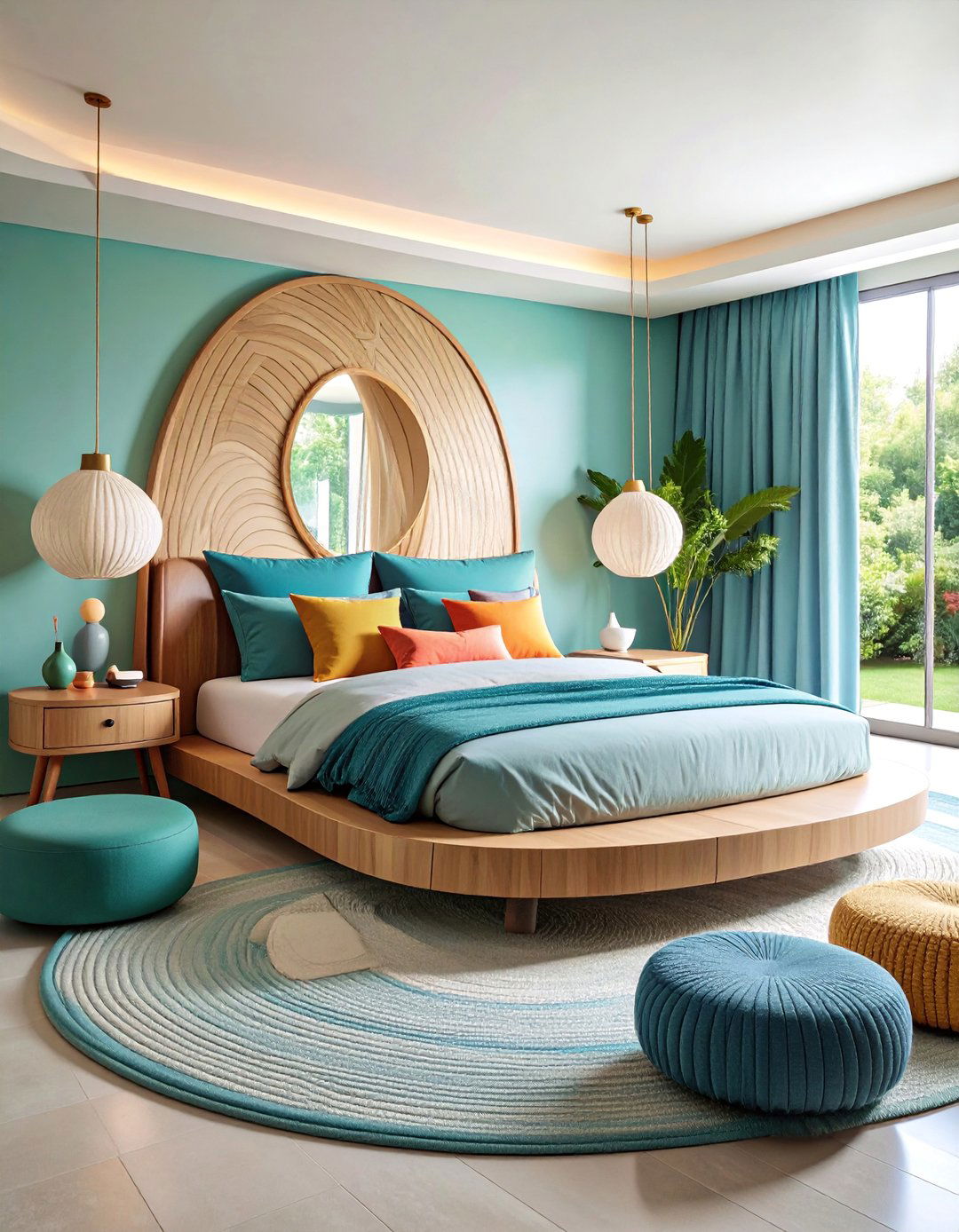 Zen Bedroom with Organic Curved Design Elements - 25 Zen Bedroom Ideas