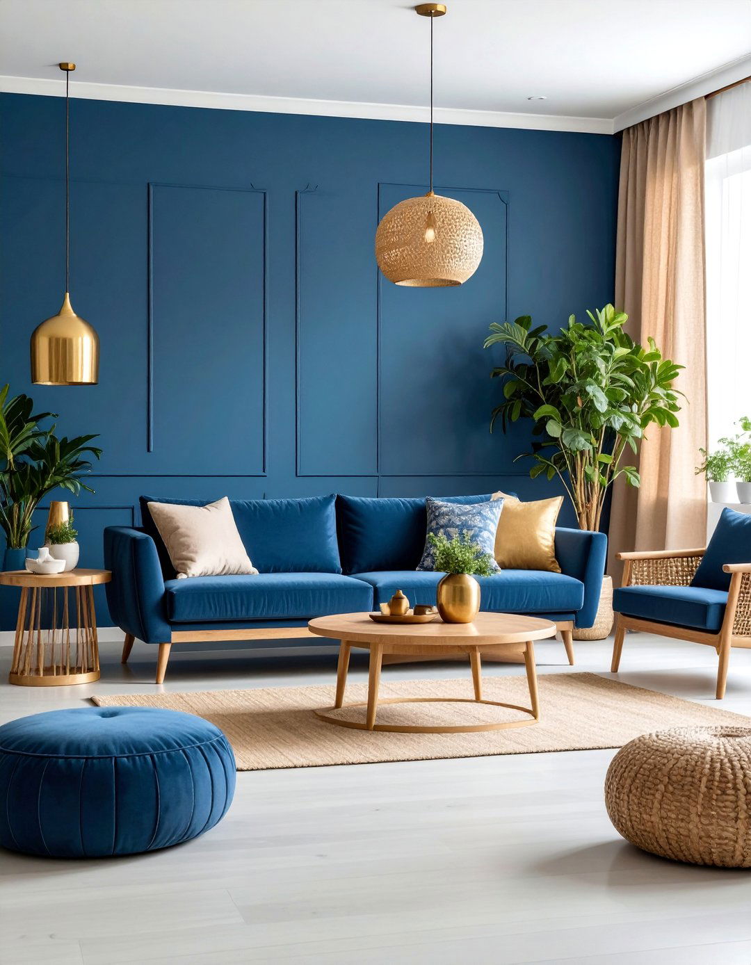 Zen Blue and Gold Living Room - 25 Blue and Gold Living Room Ideas
