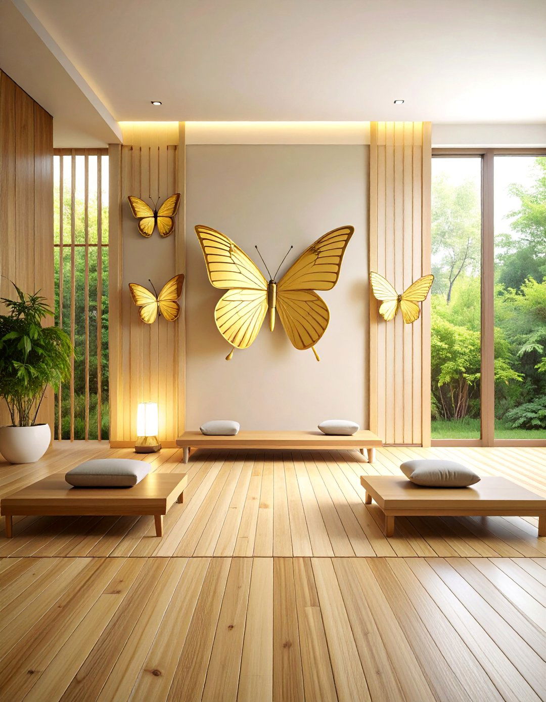 Zen Butterfly Meditation Room with Minimalist Design - 25 Butterfly-themed Room Ideas