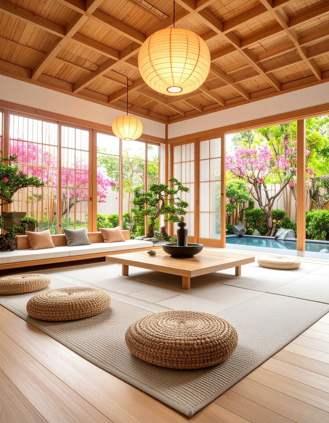Zen Garden Florida Room with Water Features and Asian Inspired Design - 25 Florida Room Ideas