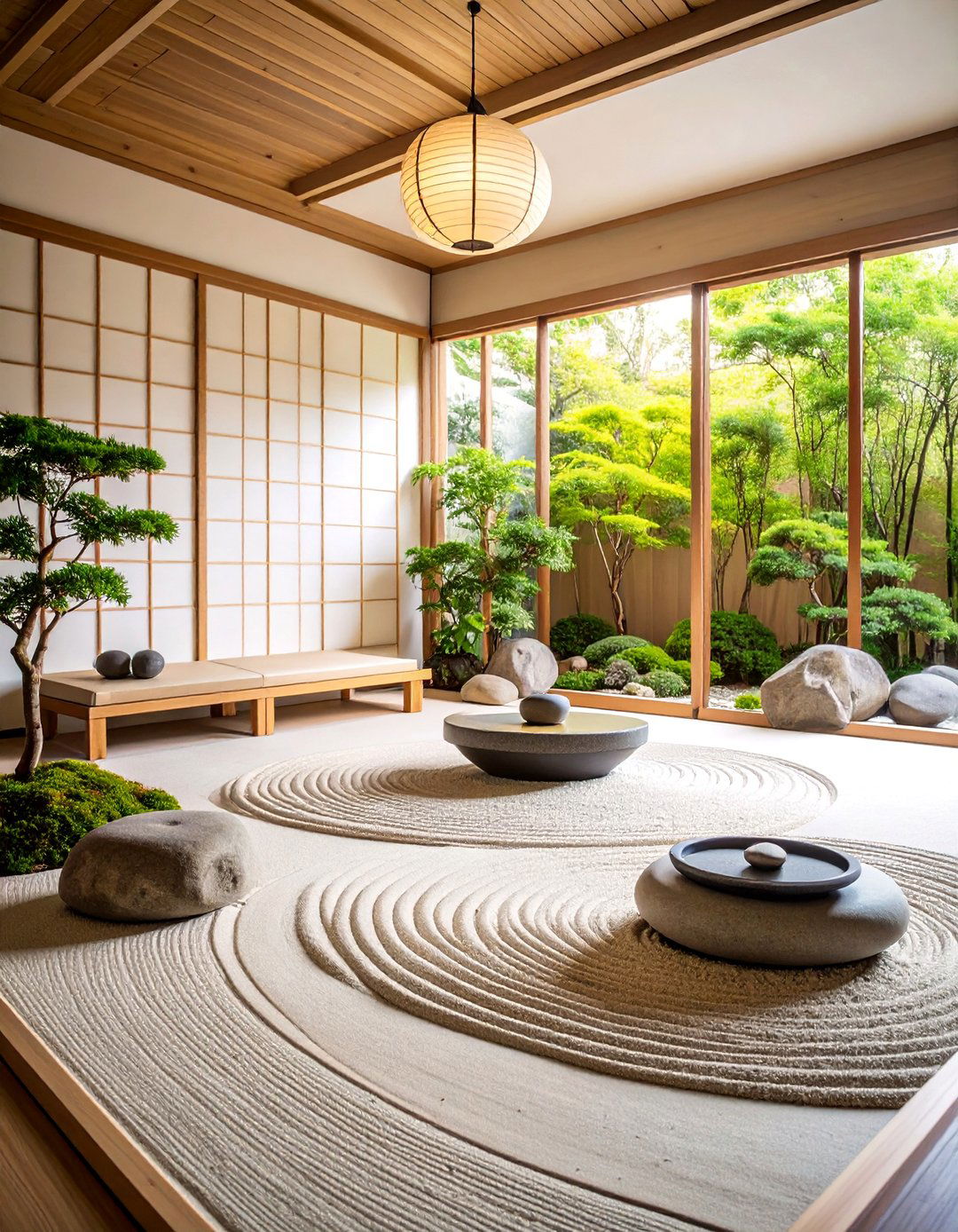 Zen Garden Meditation Room with Natural Elements - 25 Boho Meditation Room Ideas