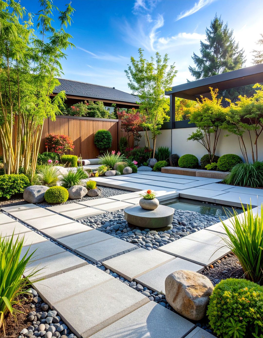 Zen Garden Paver Patio with Minimalist Design - 25 Paver Patio Ideas