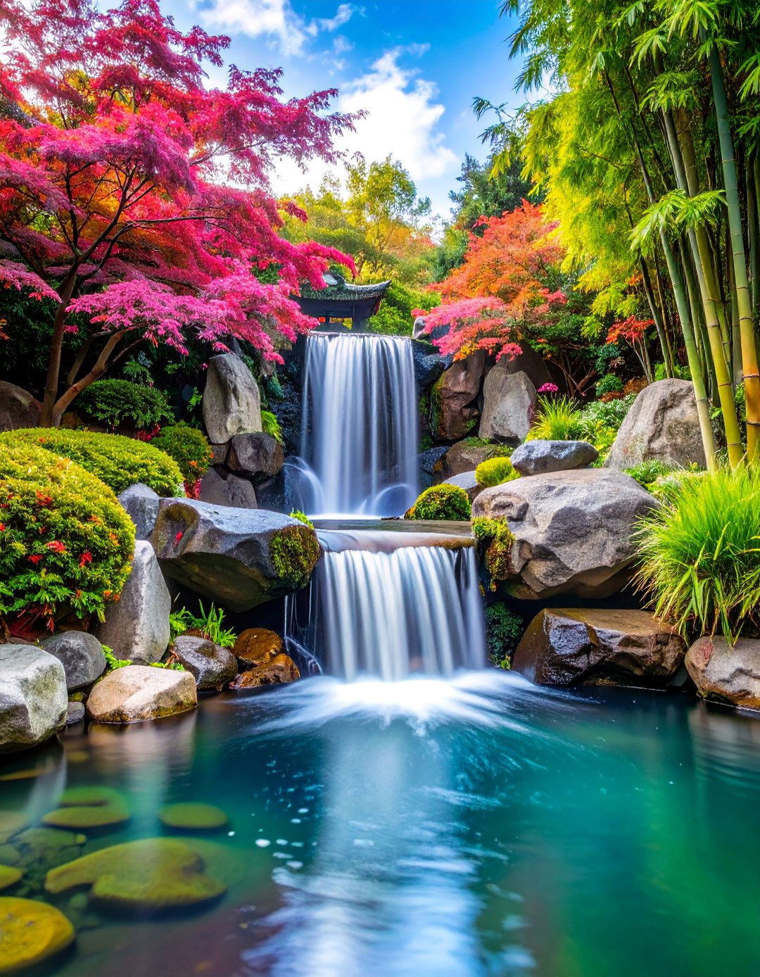 Zen Garden Waterfall with Minimalist Rock Arrangement - 25 Small Pool Waterfall Ideas