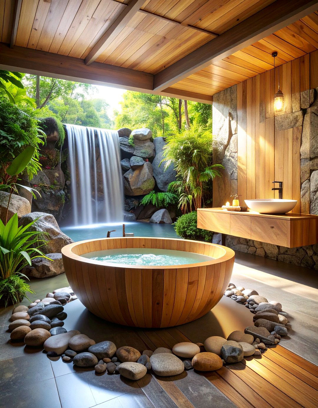 Zen Garden with Natural Stone - 25 Romantic Bathroom Ideas