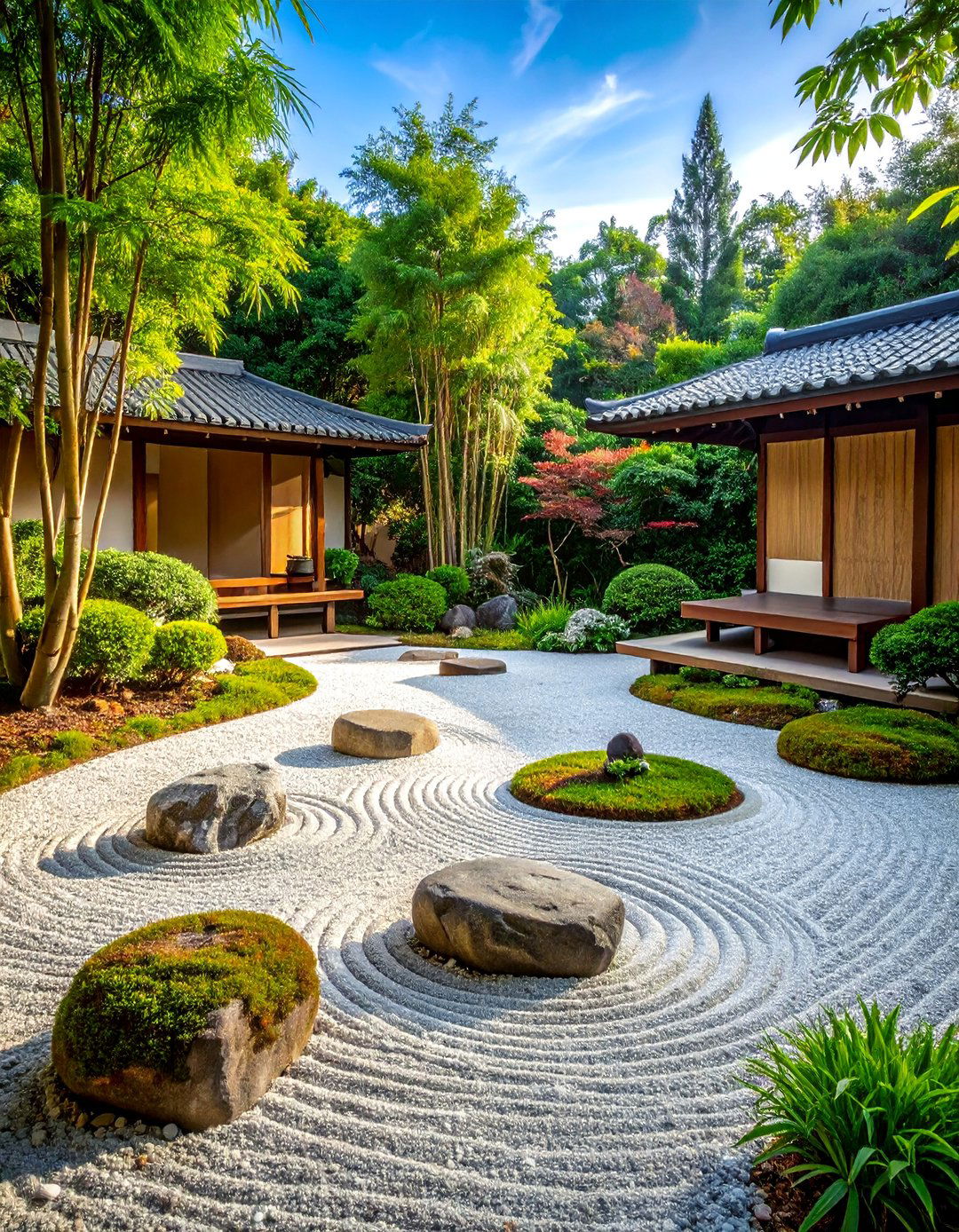 Zen Garden with Raked Gravel Patterns - 25 Garden Art Ideas