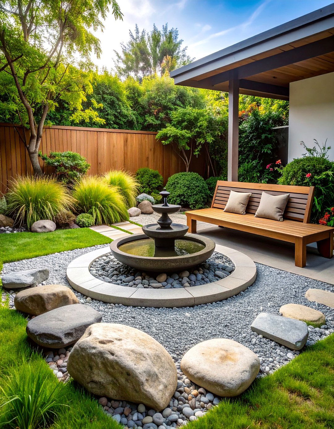 Zen Garden with Water Feature and Meditation Space - 25 Backyard Ideas