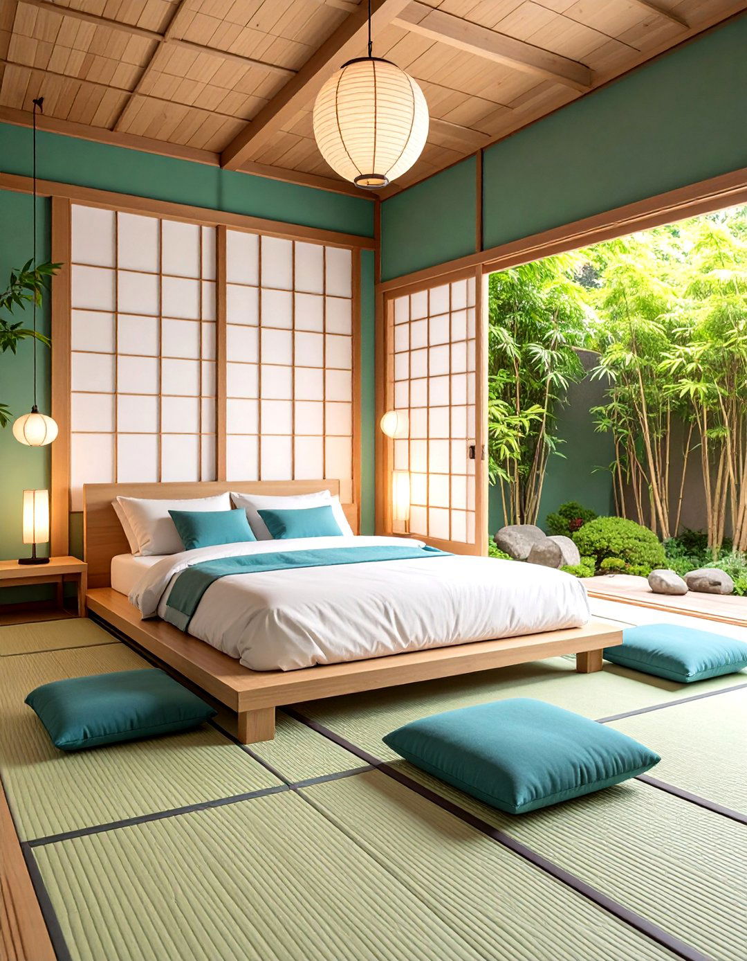 Zen Inspired Bedroom with Japanese Design Elements and Natural Materials - 25 Large Bedroom Design Ideas