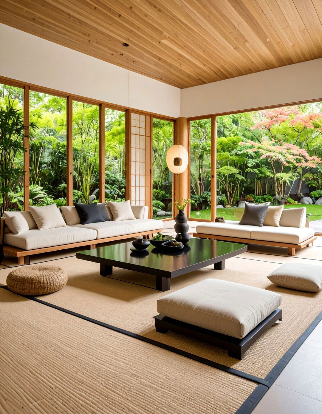 Zen Inspired Cream and Black Living Room - 25 Cream and Black Living Room Ideas