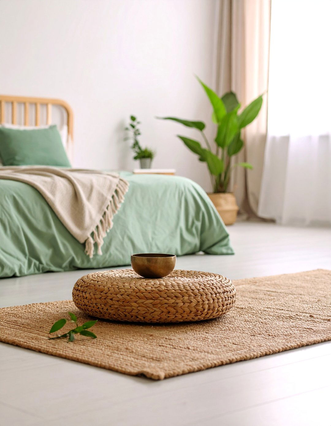 Zen Inspired Scandinavian Bedroom with Meditation Corner - 25 Scandinavian Bedroom Ideas