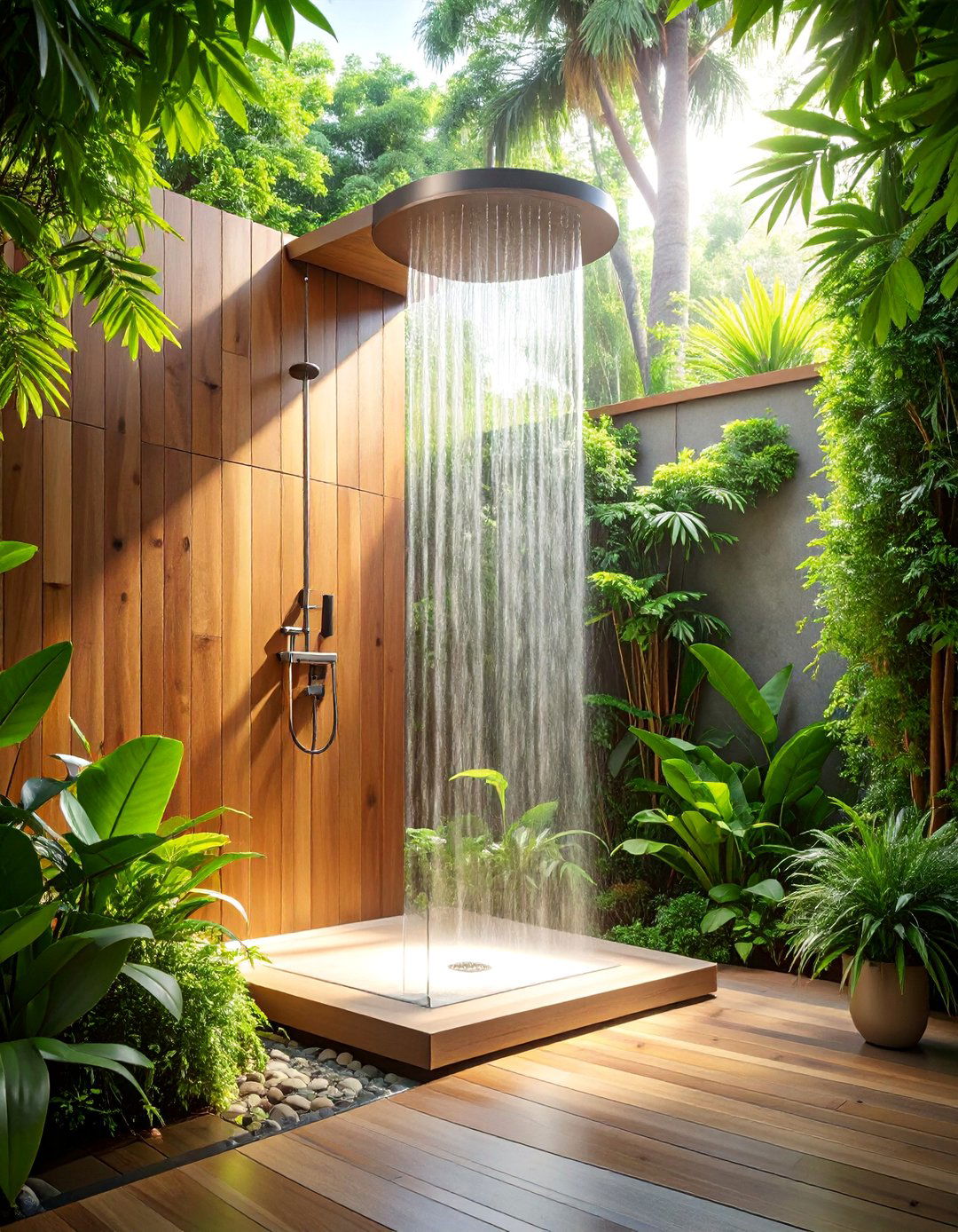 Zen Inspired Shower with Natural Wood Elements - 25 Small Shower Ideas