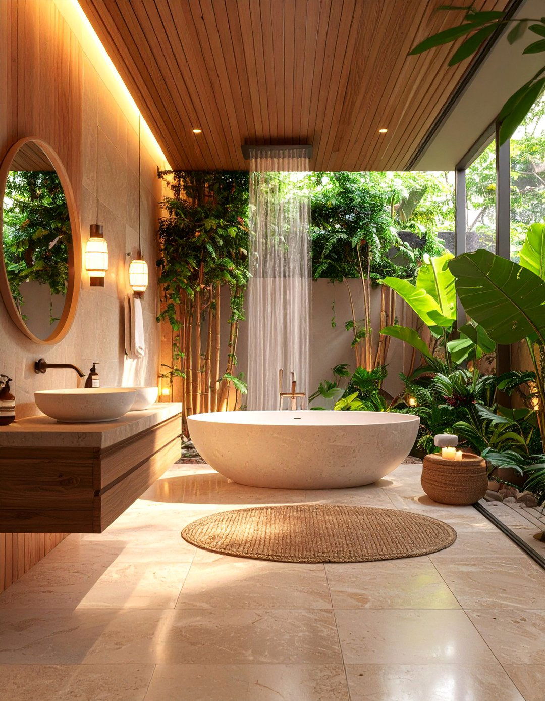 Zen Inspired Travertine Bathroom with Minimalist Elements - 25 Travertine Tile Bathroom Ideas