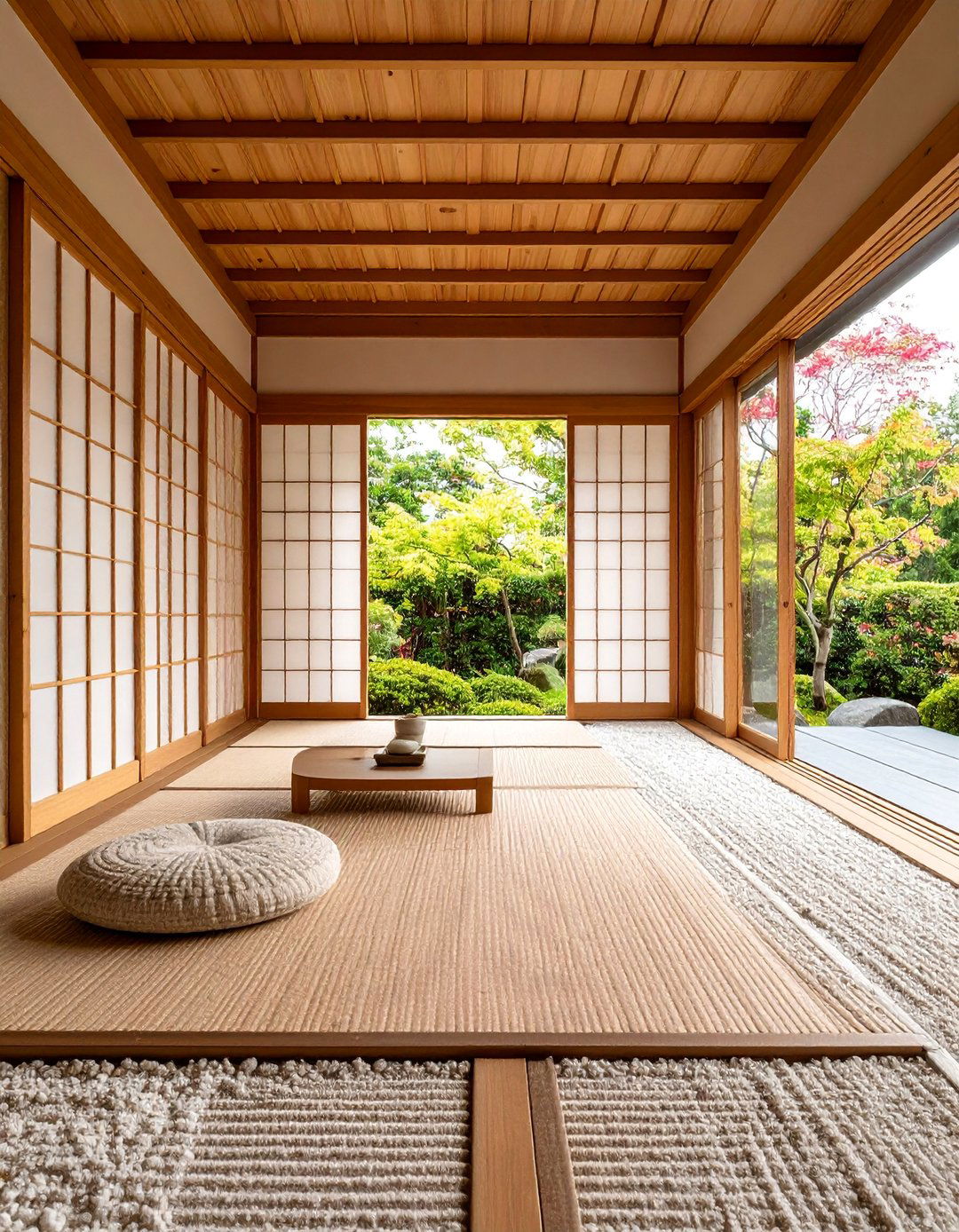 Zen Japanese Balcony Office with Natural Elements - 25 Balcony Office Ideas