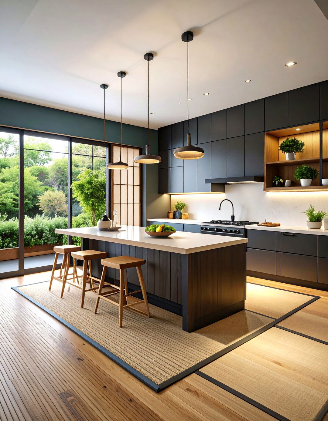 Zen Japanese Black Kitchen Cabinets With White Countertops - 25 Black Kitchen Cabinets With White Countertops